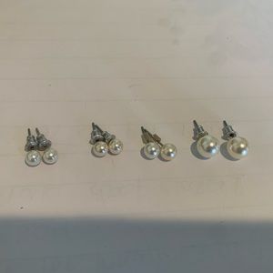 Four Sets of Pearl Earrings: Different Sizes